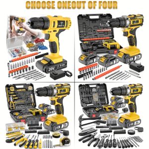 20V Cordless Drill Set - 3088136148 Piece Power Tool Kit with Battery amp Charger