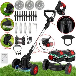 Cordless Electric Grass Trimmer - 3 Blade Types & High-Capacity Lithium Battery